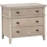 Oxford 3 Drawer Nightstand in White Washed Oak